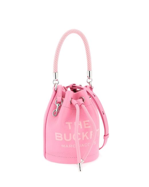 Marc Jacobs De Lederen Mini -bucketzak in het Pink