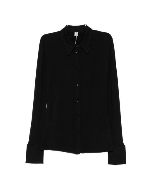 Totême Black Slim Solid Shirt