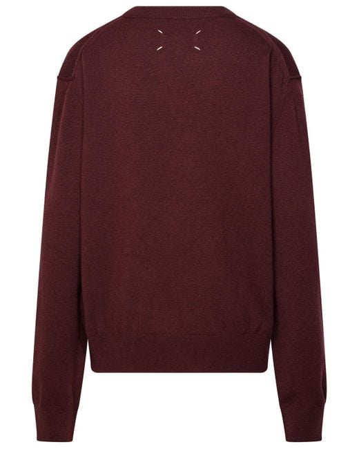 Maison Margiela Burgundy Cashmere Blend Sweater in Red | Lyst