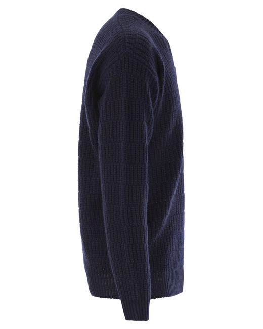 PT Torino Blue Wool Sweater With V-Neck for men