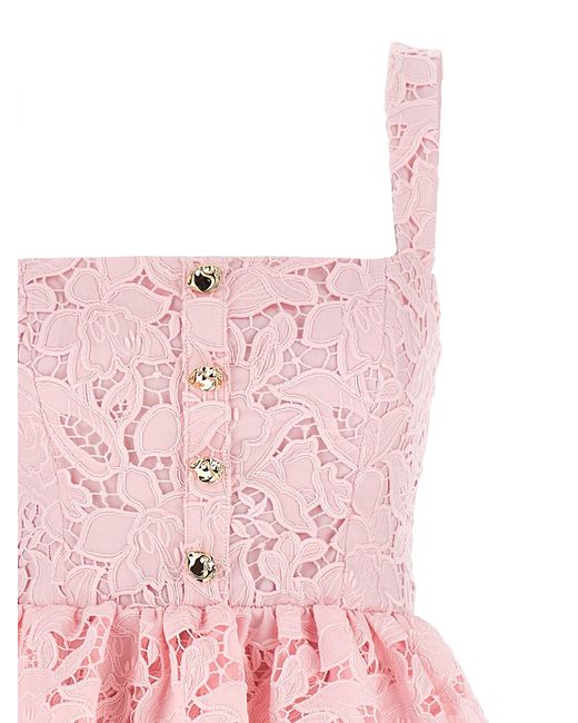 Self-Portrait Pink Lace Peplum Midi' Dress