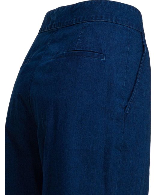 Valentino Blue Wide-Leg With Pleats Jeans