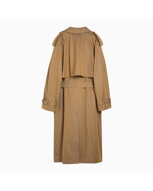 Burberry Natural Long Double-Breasted Spelt Trench Coat for men