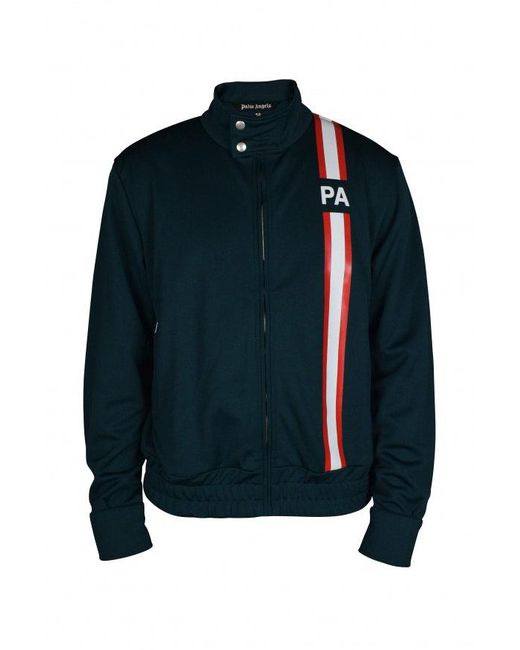 Palm Angels Blue Striped Polyester Zip-Up Vest for men