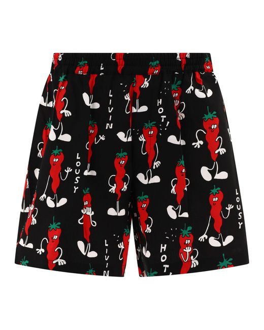 Junya Watanabe "Junya Watanabe x Mies Livin" gedruckte Shorts in Red für Herren