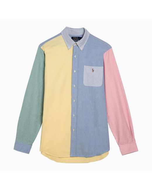 Polo Ralph Lauren Blue Multicoloured Patchwork Oxford Shirt for men