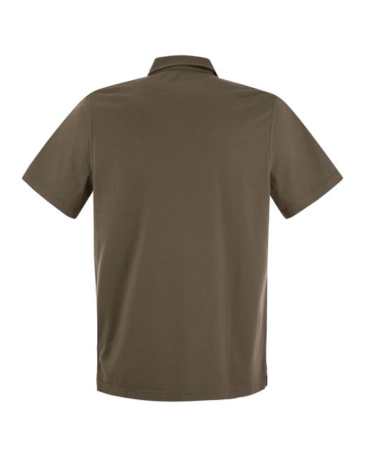 Cotton Polo Shirt con colletto aperto di Fedeli in Green
