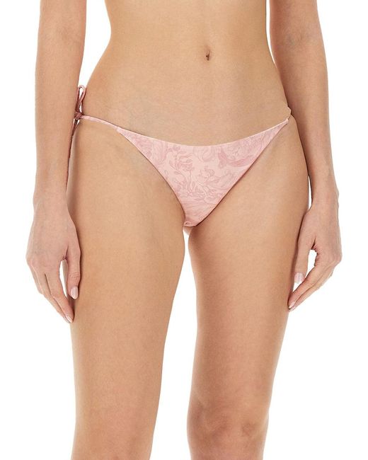 Versace Pink Printed Stretch Polyester Bikini Bottom