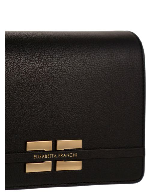 Elisabetta Franchi Black Shoulder Bag With Logo