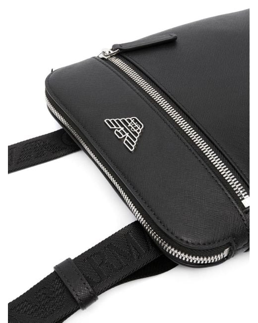 Emporio Armani Lederen Crossbody Tas in het Black voor heren