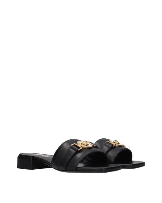 Versace Black Sandals And Clogs Leather
