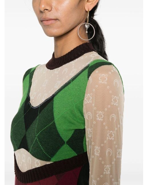 MARINE SERRE Green Wool Long Dress