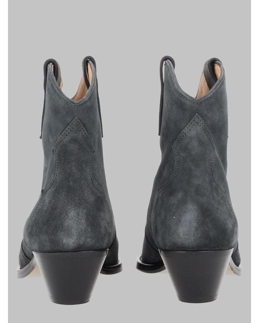 Isabel Marant Gray Suede Ankle Boots With 4 Cm Heel