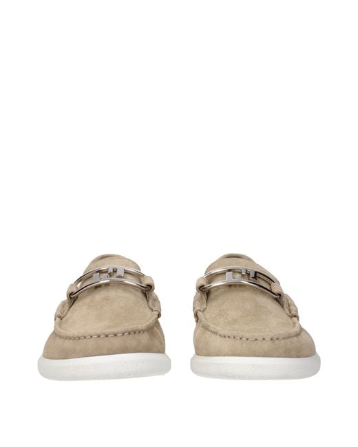 Fendi Natural Suede Loafers