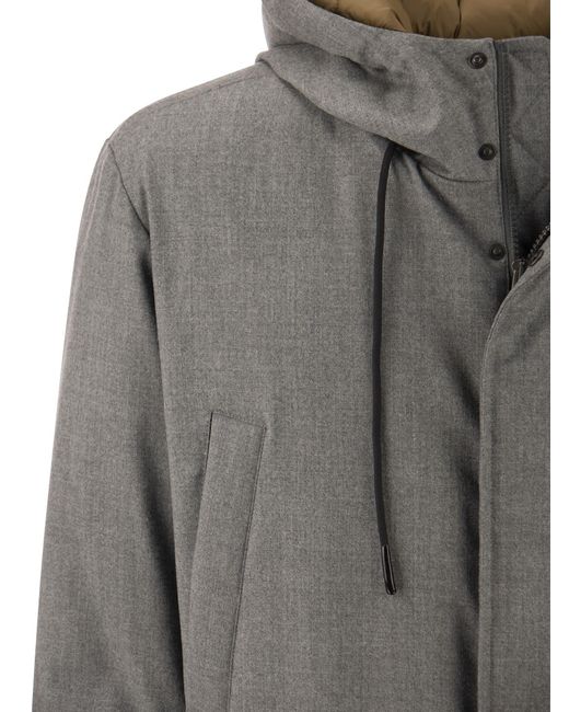 Long Down Giacca in morbida flanella di lana pura tecnica di Peserico in Gray da Uomo