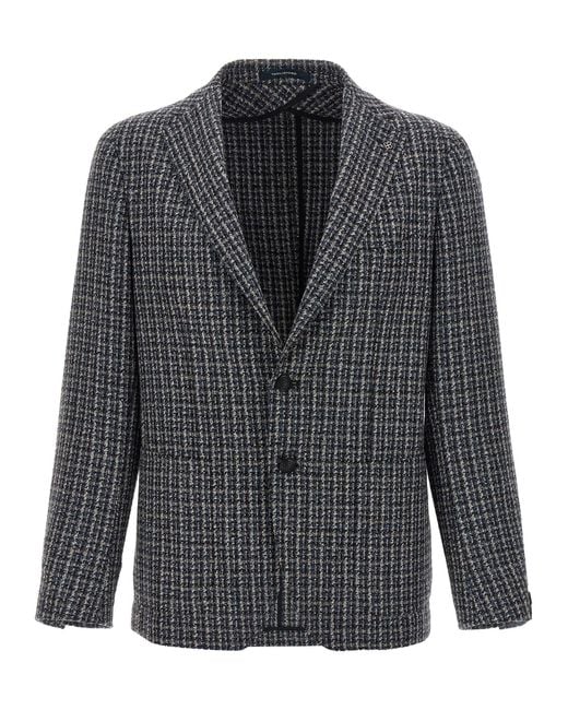 Tagliatore Gray Wool Tweed Blazer With Peak Lapels for men