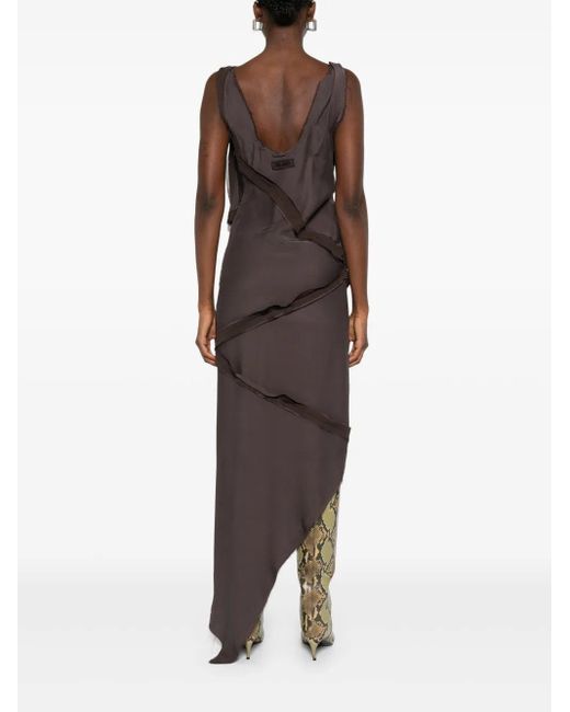 The Attico Brown Midi Dress With Twisted Detail