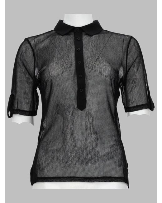 Paloma Wool Black Sheer Mesh Polo Shirt