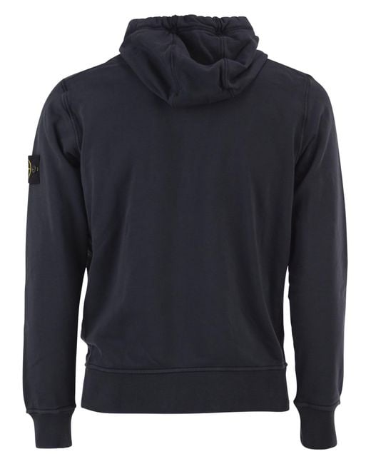 Stone Island Blue Regular Fit Sweatshirt With Hood And Kangaroo Pocket