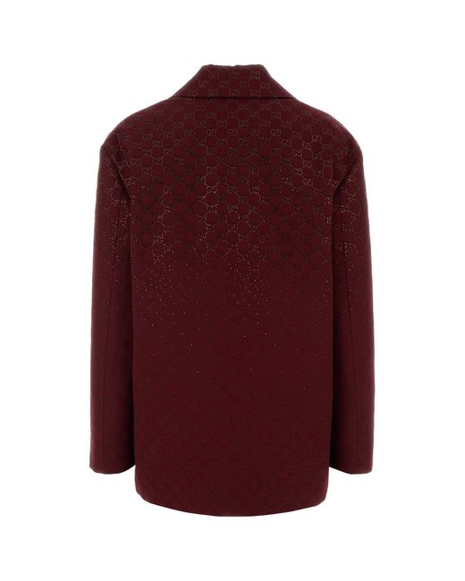 Gucci Red Gg Fabric Blazer
