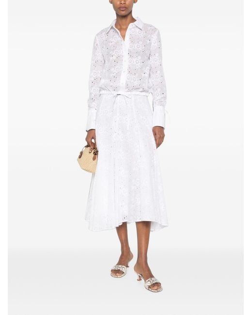 Tory Burch White Floral Broderie Anglaise Shirt