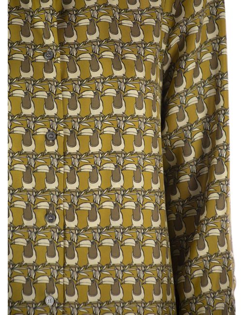 Max Mara Green Times Reversible Printed Silk Shirt