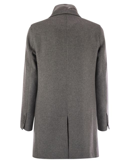 Herno Gray Wool Coat With Bib for men