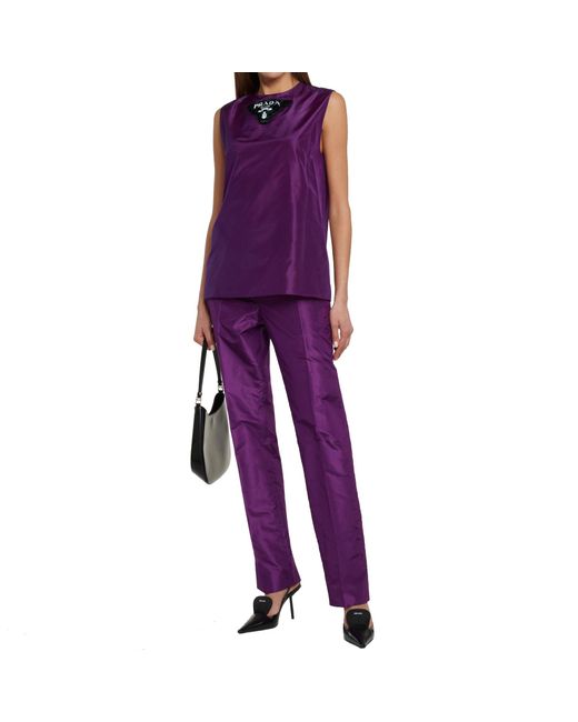 Prada Purple Taffeta Silk Pants