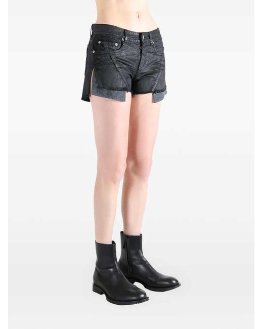 Rick Owens Black Denim Shorts