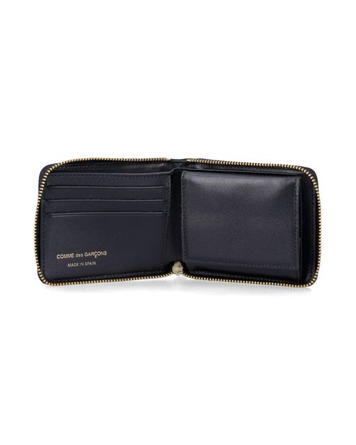 Comme des Garçons Blue Sleek Zip-Around Wallet With Card Slots And Coin Pocket