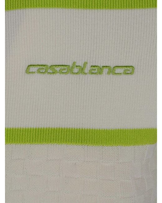Casablanca Gray Striped Zip-Up Polo Shirt