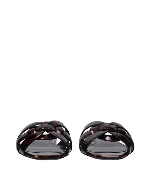 Saint Laurent Black Tribute Slides And Clogs/Natural Patent Leather