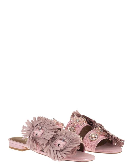 Kurt Geiger Pink Jewel Flat Sandals