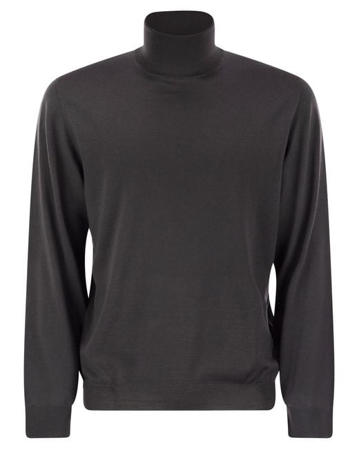 Fedeli Gray Superfine Wool Turtleneck Derby for men