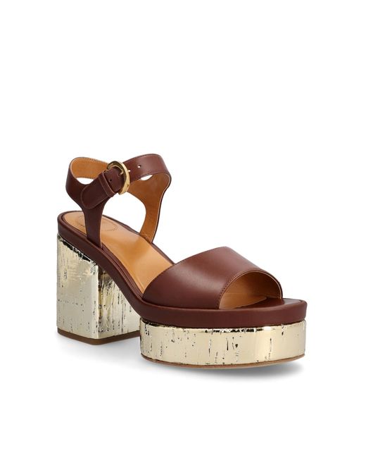 Chloé Brown Odina Leather Sandals