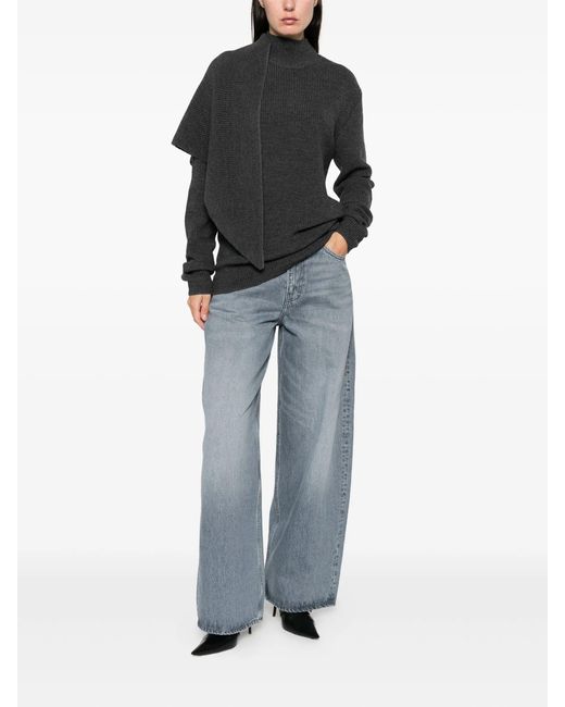 Entire studios Black Wrap Sweater Ash