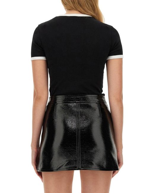 Courreges Black Logo T-Shirt, Cotton, Crew Neck, Short Sleeves