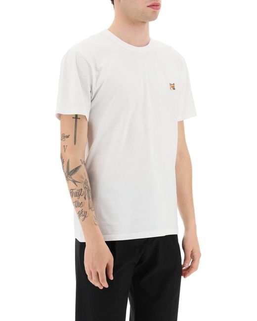 Camiseta con cabeza de zorro de Maison Kitsuné de hombre de color White