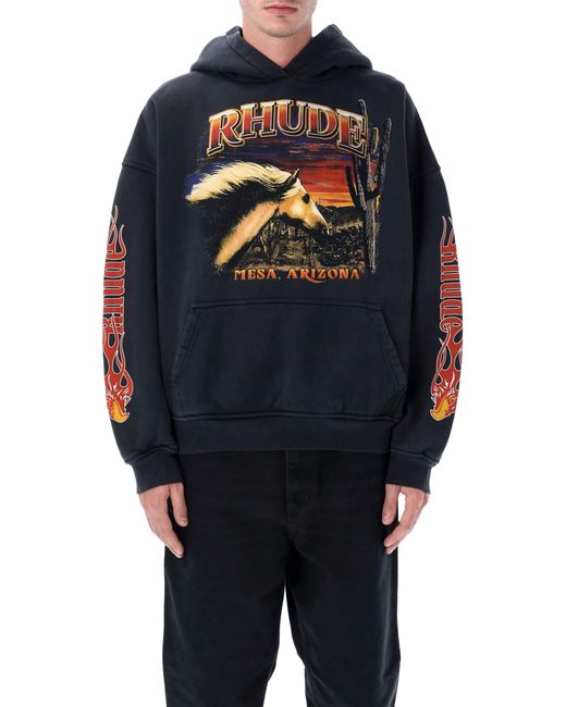Rhude Blue Mesa Stallion Graphic Hoodie