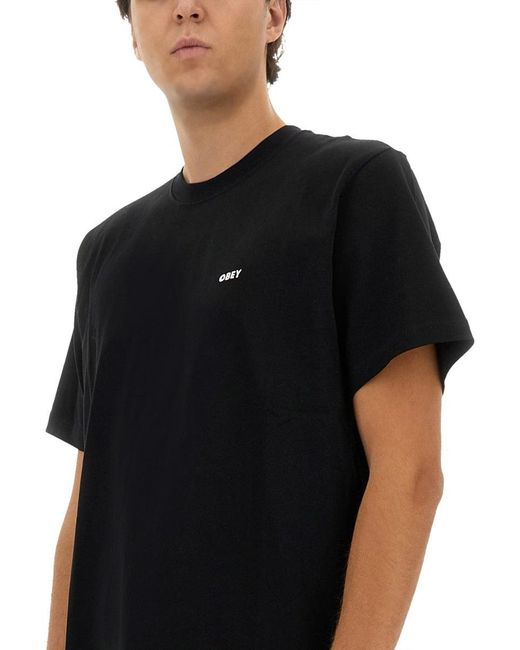 Obey Black T-Shirt With Logo for men