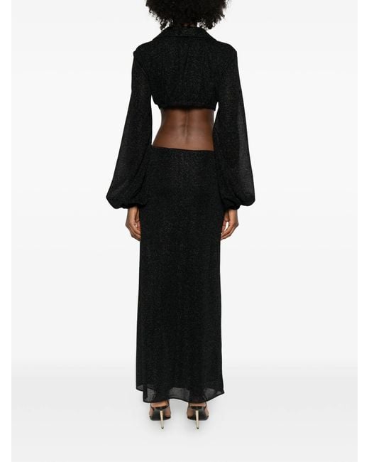 Oseree Black Lumiã¨Re Long Dress With Cut-Out