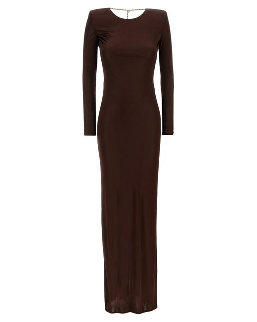 Elisabetta Franchi Brown Mermaid Evening Dress