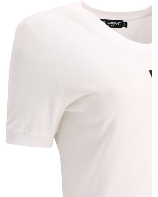 Dolce & Gabbana White Jersey T -Shirt mit DG -Logo -Tag