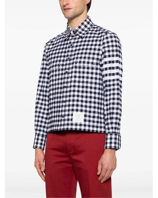 Thom Browne Blue Check Shirts for men