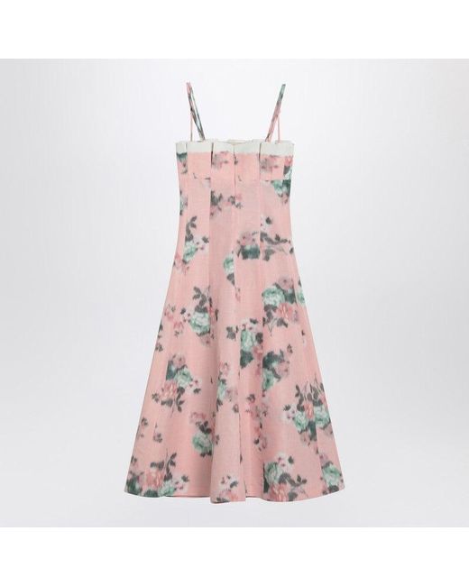 Philosophy Pink Taffeta Midi Dress With Ruffles