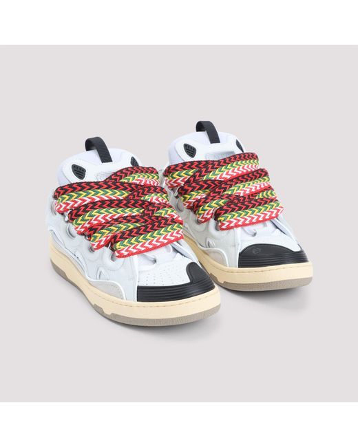 Lanvin White Lethestanether Curb Sneakers