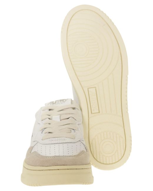 Autry White Medalist Low - Leather And Suede Sneakers