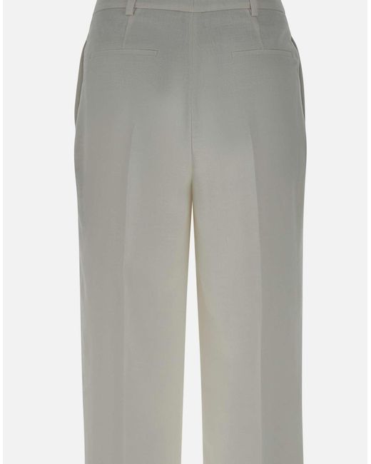 Eleventy Hoogste Witte Linnen Wollen Zijden Broek in het White