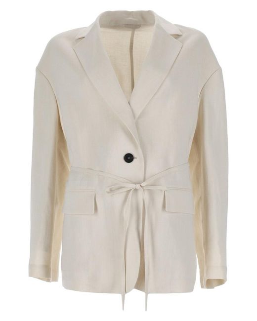 Brunello Cucinelli White Belted Jacket