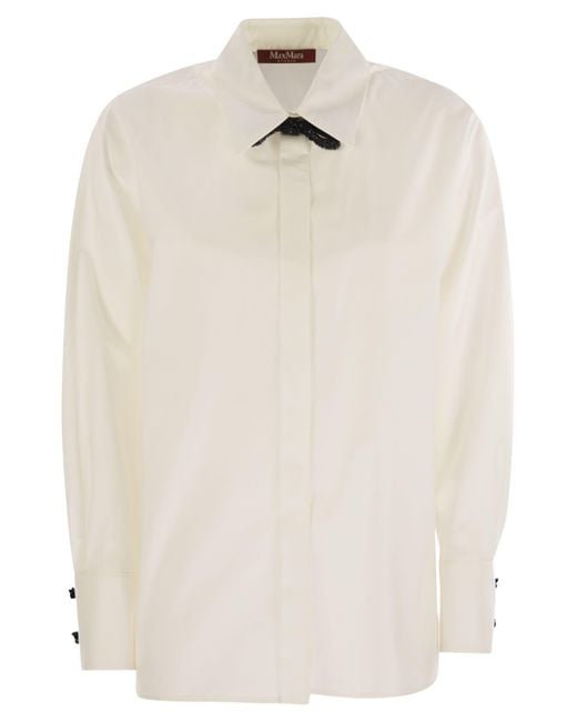 Max Mara Studio Roll Roll y Camisa de Poplin de algodón y seda Max Mara de color White